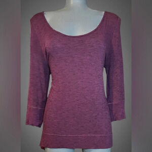 MOVE  ATHLETIC Top: Small/Medium Burgundy/ Wine-Colored Cross Back ¾ Sleeves